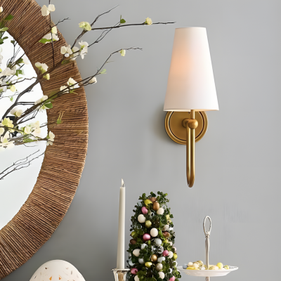 Azon Country Linen Brass Swan Neck Wall Light