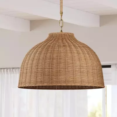 Jirax Farmhouse Rattan Dome Pendant Light Jirax Farmhouse Rattan Dome Pendant Light
