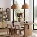 Jirax Farmhouse Rattan Dome Pendant Light