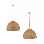 Jirax Farmhouse Rattan Dome Pendant Light