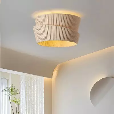 Mvari Modern Beige Pleated Fabric Ceiling Light