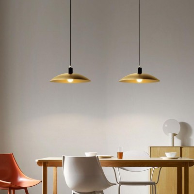 Amala Industrial Round Brass Pendant Light Amala Industrial Round Brass Pendant Light