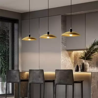 Amala Industrial Round Brass Pendant Light Amala Industrial Round Brass Pendant Light