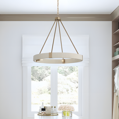 Yrynth Minimalist Matte Brass Wagon Wheel Chandelier