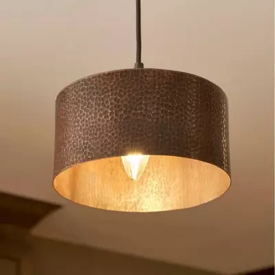 Glimmera Vintage Hammered Copper Drum Pendant Light Glimmera Vintage Hammered Copper Drum Pendant Light