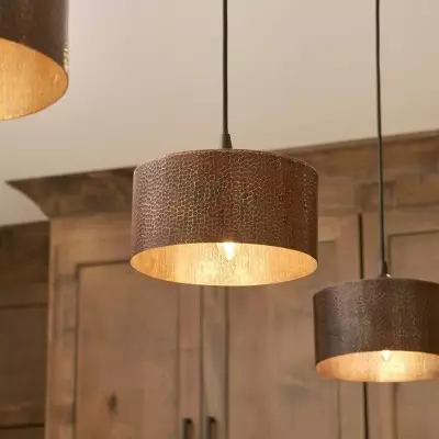 Glimmera Vintage Hammered Copper Drum Pendant Light Glimmera Vintage Hammered Copper Drum Pendant Light