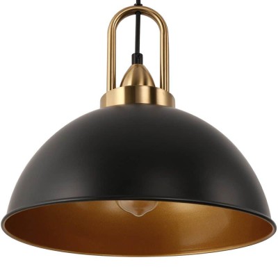 Gleamix Industrial Black Metal Dome Pendant Light