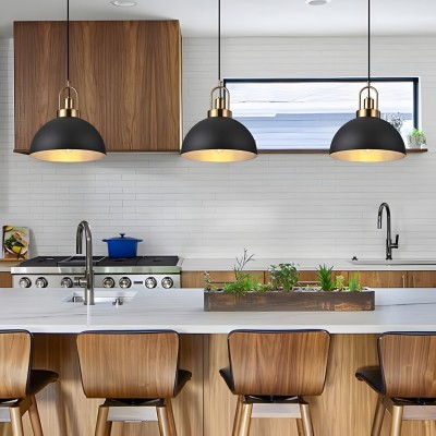 Gleamix Industrial Black Metal Dome Pendant Light