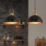 Gleamix Industrial Black Metal Dome Pendant Light