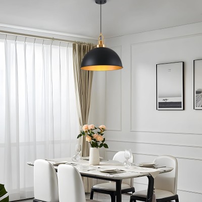 Gleamix Industrial Black Metal Dome Pendant Light
