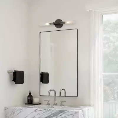 Alice Farmhouse Transparent Ribbed Glass Double Tube Sconce