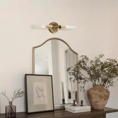Alice Farmhouse Transparent Ribbed Glass Double Tube Sconce