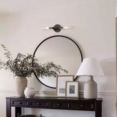 Alice Farmhouse Transparent Ribbed Glass Double Tube Sconce