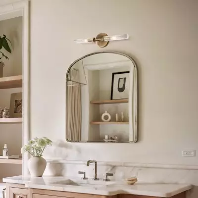Alice Farmhouse Transparent Ribbed Glass Double Tube Sconce