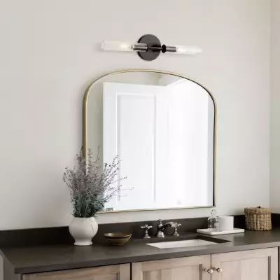 Alice Farmhouse Transparent Ribbed Glass Double Tube Sconce