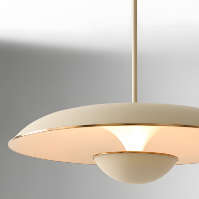 Iirav Minimalist Cream Metal Disc Pendant Light