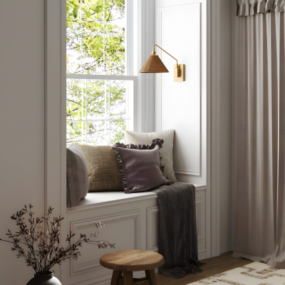 Novar Farmhouse Rattan Plug In Swing Arm Sconce(Set of 2) Novar Farmhouse Rattan Plug In Swing Arm Sconce(Set of 2)