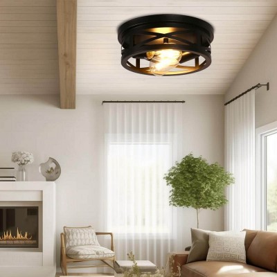 Lumix Farmhouse Metal Cage Shade Ceiling Light