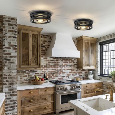 Lumix Farmhouse Metal Cage Shade Ceiling Light