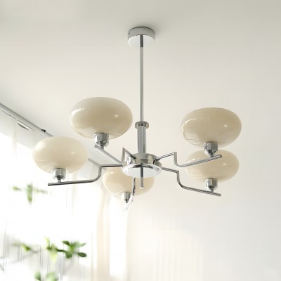 Shadella Modern Cream Glass Bauhaus Chandelier Shadella Modern Cream Glass Bauhaus Chandelier