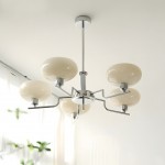 Shadella Modern Cream Glass Bauhaus Chandelier Shadella Modern Cream Glass Bauhaus Chandelier