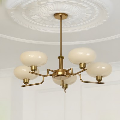 Shadella Modern Cream Glass Bauhaus Chandelier Shadella Modern Cream Glass Bauhaus Chandelier