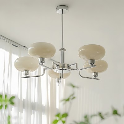Shadella Modern Cream Glass Bauhaus Chandelier Shadella Modern Cream Glass Bauhaus Chandelier