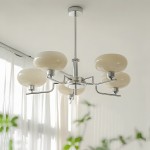 Shadella Modern Cream Glass Bauhaus Chandelier Shadella Modern Cream Glass Bauhaus Chandelier