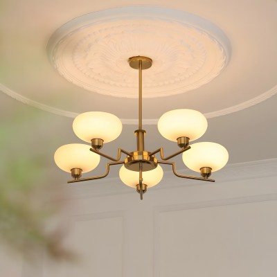Shadella Modern Cream Glass Bauhaus Chandelier Shadella Modern Cream Glass Bauhaus Chandelier