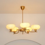 Shadella Modern Cream Glass Bauhaus Chandelier Shadella Modern Cream Glass Bauhaus Chandelier
