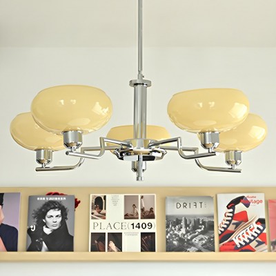 Shadella Modern Cream Glass Bauhaus Chandelier Shadella Modern Cream Glass Bauhaus Chandelier