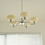 Shadella Modern Cream Glass Bauhaus Chandelier Shadella Modern Cream Glass Bauhaus Chandelier