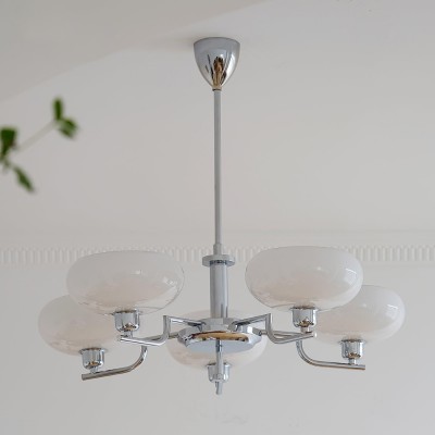Shadella Modern Cream Glass Bauhaus Chandelier Shadella Modern Cream Glass Bauhaus Chandelier
