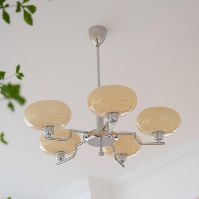 Shadella Modern Cream Glass Bauhaus Chandelier Shadella Modern Cream Glass Bauhaus Chandelier
