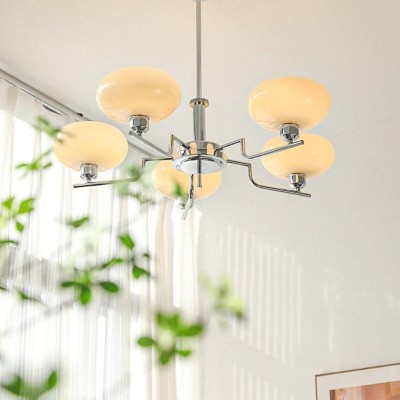 Shadella Modern Cream Glass Bauhaus Chandelier Shadella Modern Cream Glass Bauhaus Chandelier