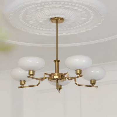 Shadella Modern Cream Glass Bauhaus Chandelier Shadella Modern Cream Glass Bauhaus Chandelier