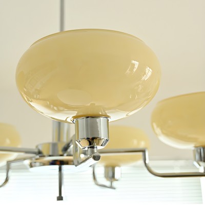 Shadella Modern Cream Glass Bauhaus Chandelier Shadella Modern Cream Glass Bauhaus Chandelier