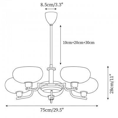 Shadella Modern Cream Glass Bauhaus Chandelier Shadella Modern Cream Glass Bauhaus Chandelier