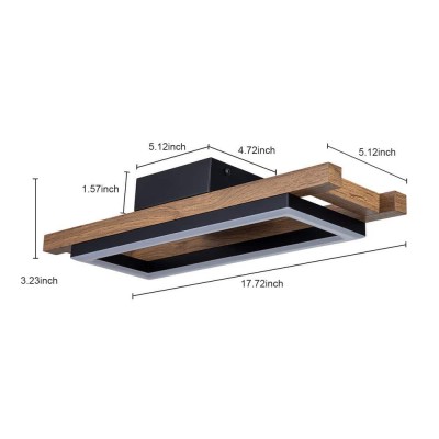 Radiance Farmhouse Led Wood Rectangular Ceiling Light