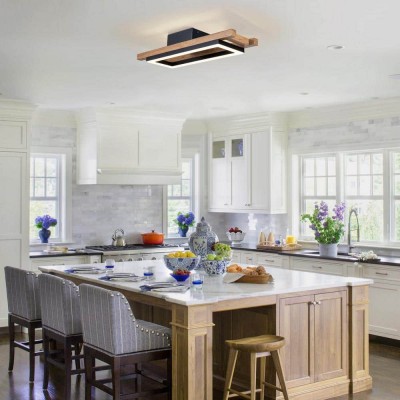 Radiance Farmhouse Led Wood Rectangular Ceiling Light