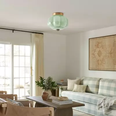 Ozita Retro Milk Glass Semi Flush Mount Eloise Ceiling Light Ozita Retro Milk Glass Semi Flush Mount Eloise Ceiling Light