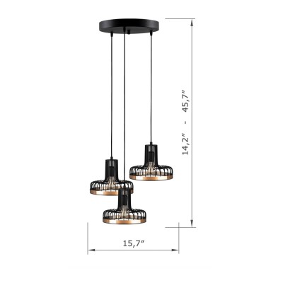 Hannah Industrial Black Metal Cage Cluster Pendant Light Hannah Industrial Black Metal Cage Cluster Pendant Light