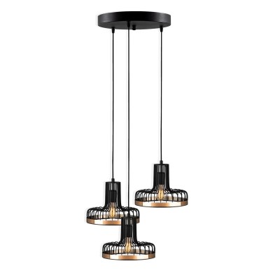 Hannah Industrial Black Metal Cage Cluster Pendant Light Hannah Industrial Black Metal Cage Cluster Pendant Light