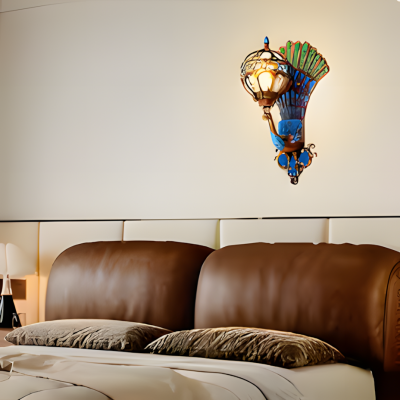 Krause Vintage Peacock Shaped Metal Wall Light Krause Vintage Peacock Shaped Metal Wall Light