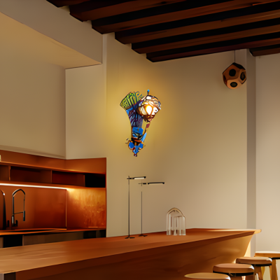 Krause Vintage Peacock Shaped Metal Wall Light Krause Vintage Peacock Shaped Metal Wall Light