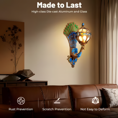 Krause Vintage Peacock Shaped Metal Wall Light Krause Vintage Peacock Shaped Metal Wall Light