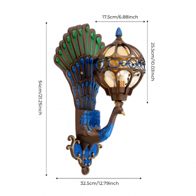 Krause Vintage Peacock Shaped Metal Wall Light Krause Vintage Peacock Shaped Metal Wall Light