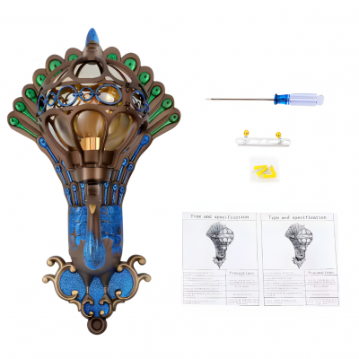 Krause Vintage Peacock Shaped Metal Wall Light Krause Vintage Peacock Shaped Metal Wall Light