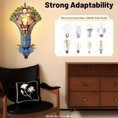 Krause Vintage Peacock Shaped Metal Wall Light Krause Vintage Peacock Shaped Metal Wall Light