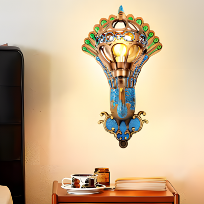 Krause Vintage Peacock Shaped Metal Wall Light Krause Vintage Peacock Shaped Metal Wall Light